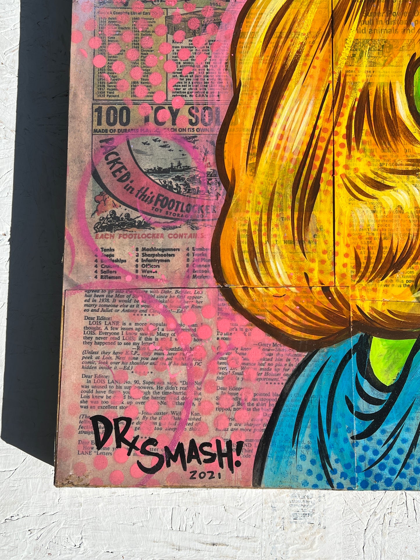 "MY KISS IS MY SUPERPOWER" Neo-pop Art Original painting by Dr. Smash! 24x24