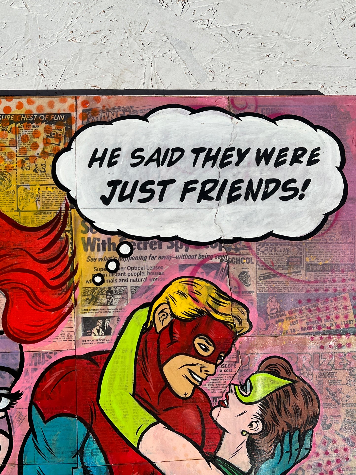 "HE SAID THEY WERE JUST FRIENDS" Neo-pop Art Original painting by Dr. Smash! 24x24