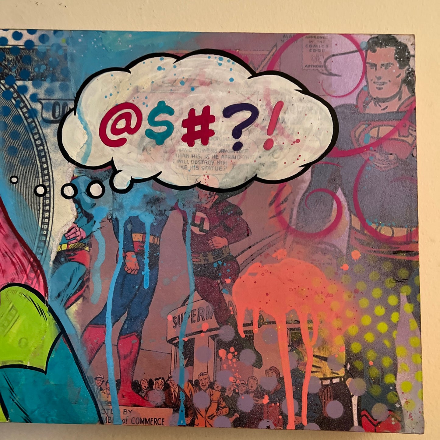 "A Girl and Her Thoughts" Neo-pop Art Original painting by Dr. Smash! 12x28