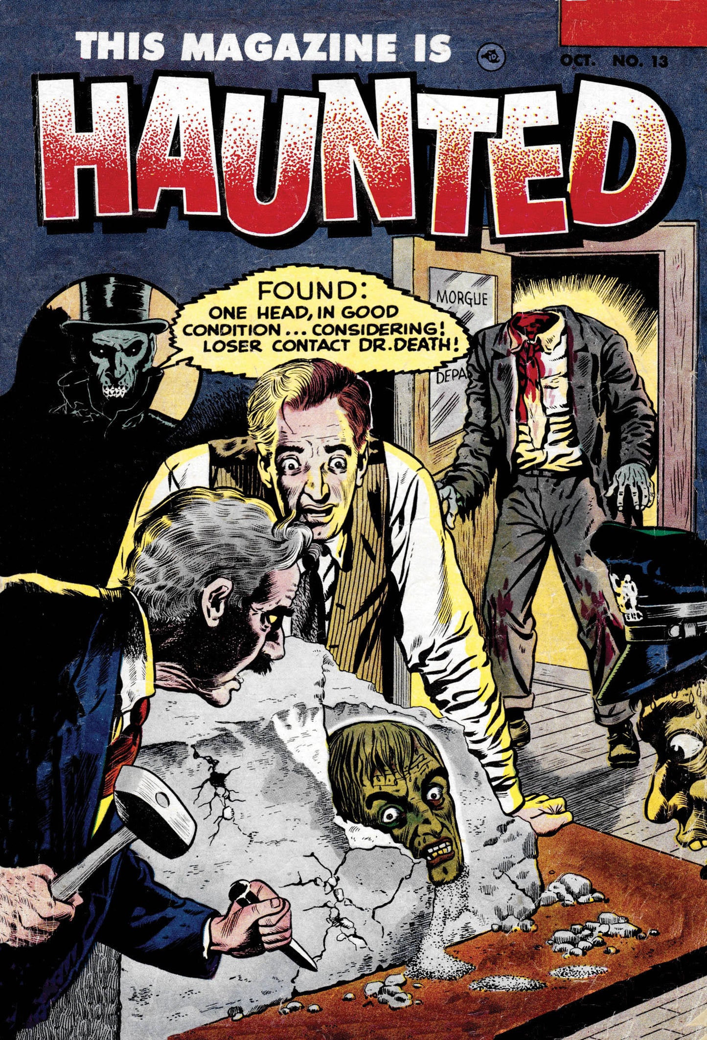 VINTAGE HORROR COMICS HALLOWEEN POSTCARD HAUNTED #13
