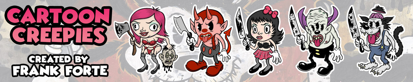 Cartoon Creepies Devil with a Razor 4" Die Cut Vinyl Sticker