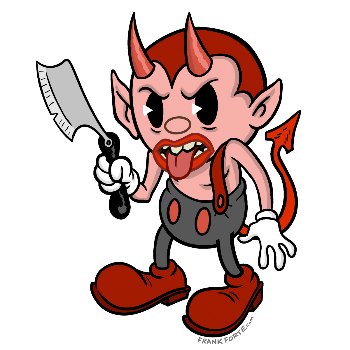 Cartoon Creepies Devil with a Razor 4" Die Cut Vinyl Sticker