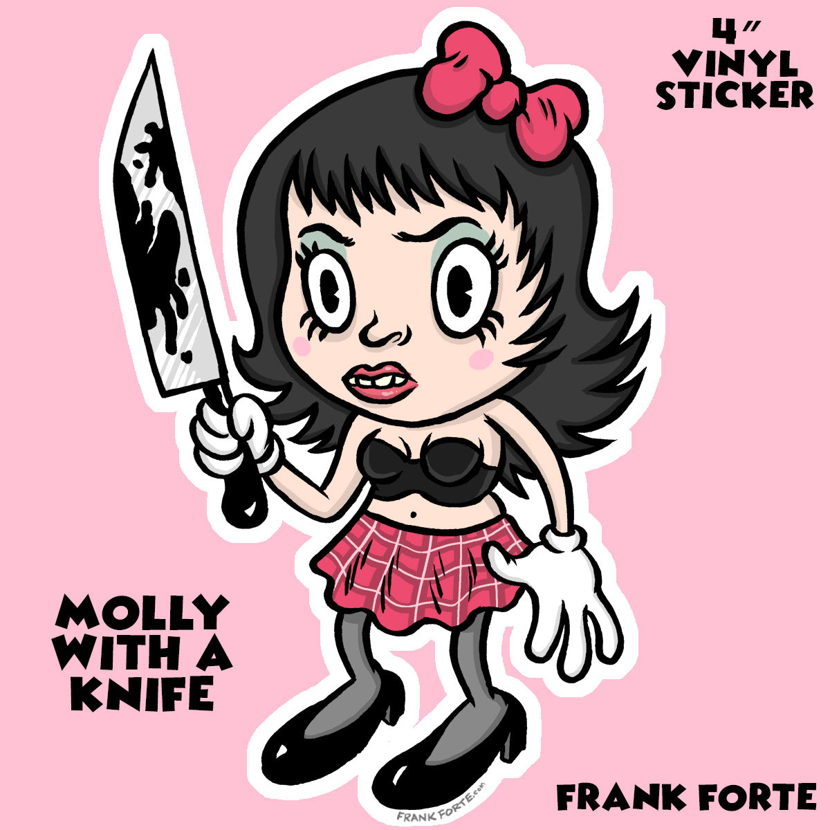 Cartoon Creepies Molly with a Knife 4" Die Cut Vinyl Sticker