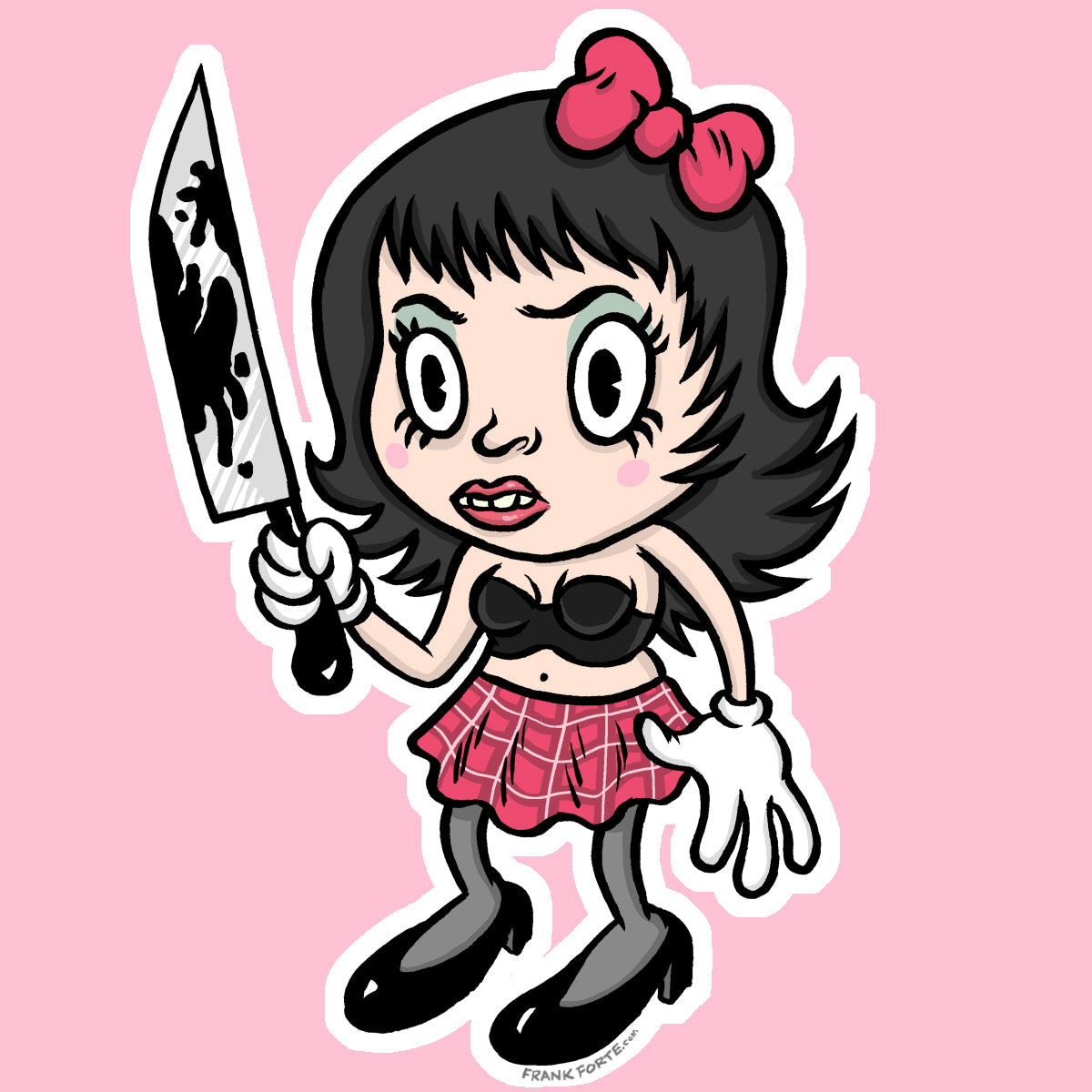 Cartoon Creepies Molly with a Knife 4" Die Cut Vinyl Sticker