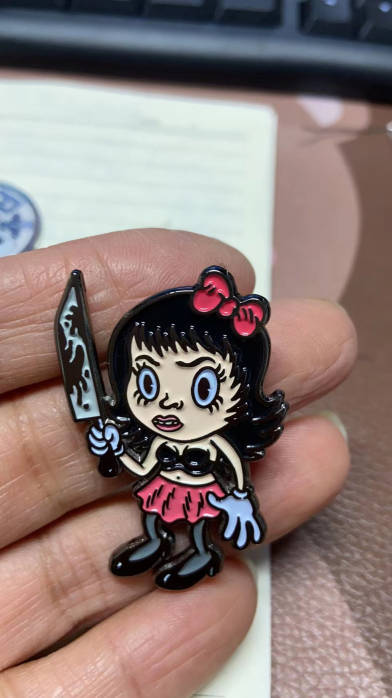 Cartoon Creepies-Molly with a Knife-1.75" Soft Enamel pin