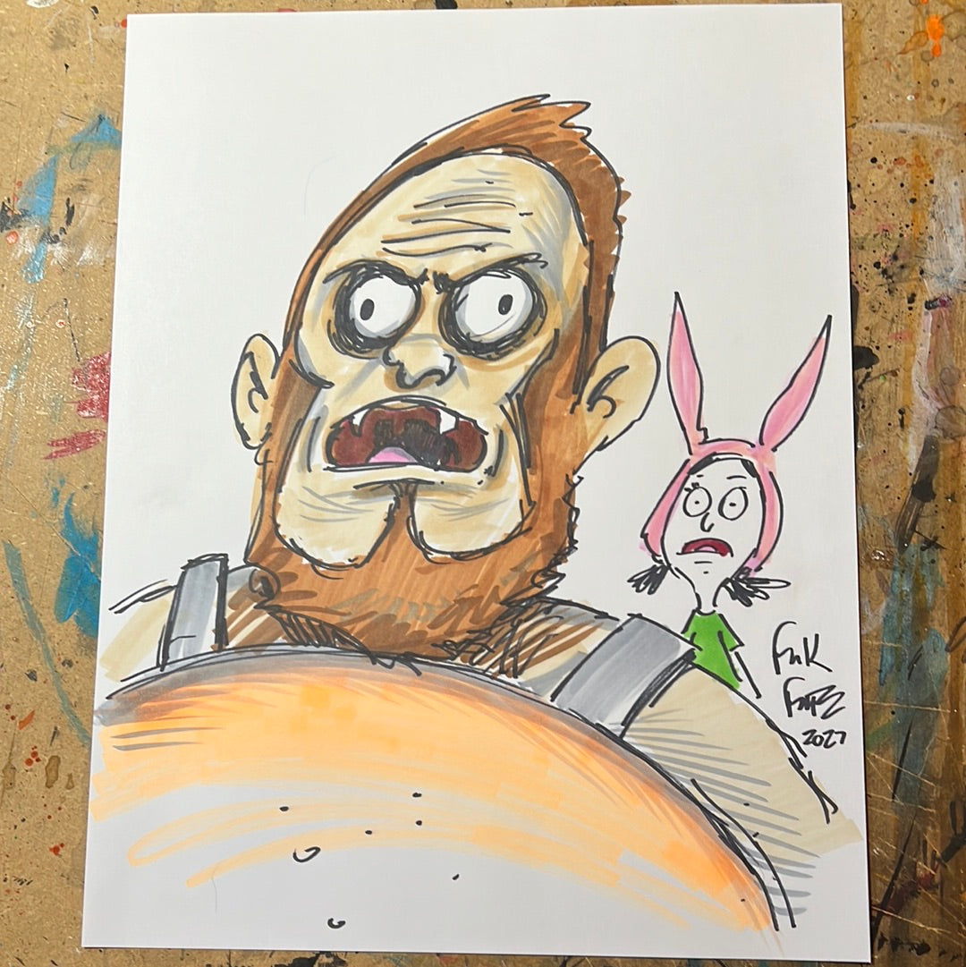 Original Beefsquatch #2 Gene Belcher mash up drawing