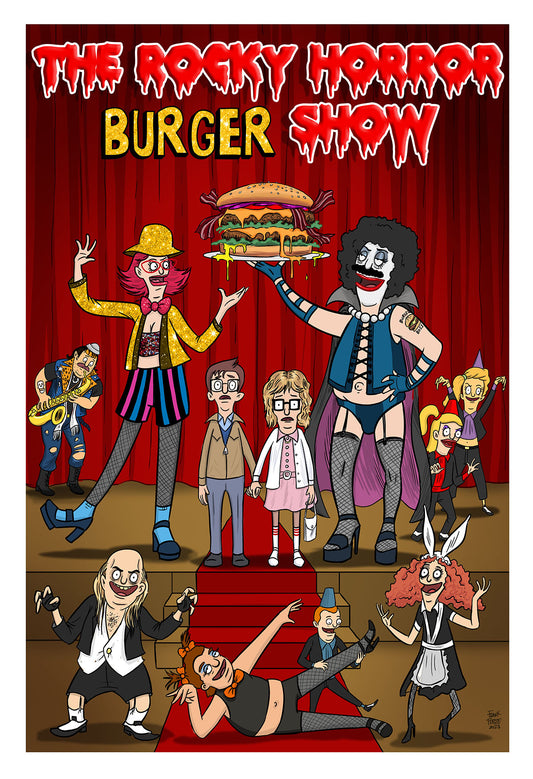 Bob's Burgers Rocky Horror Cast Mash-Up 13x 19 print signed by artist Frank Forte