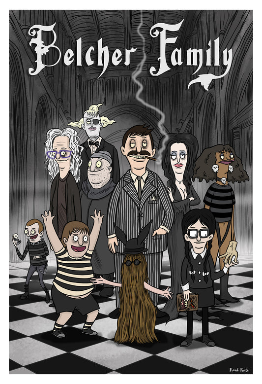 Bob's Burgers The Addams Family Mash-Up 13x 19 print signed by artist Frank Forte