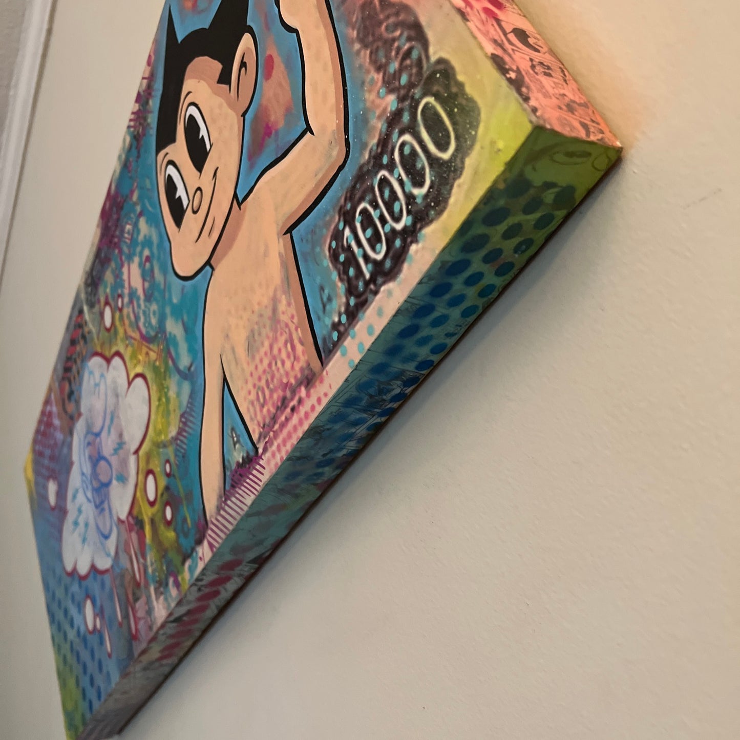 "ASTROBOY VS. THOUGHT BUBBLE" Neo-pop Art Original painting by Dr. Smash!  12x28