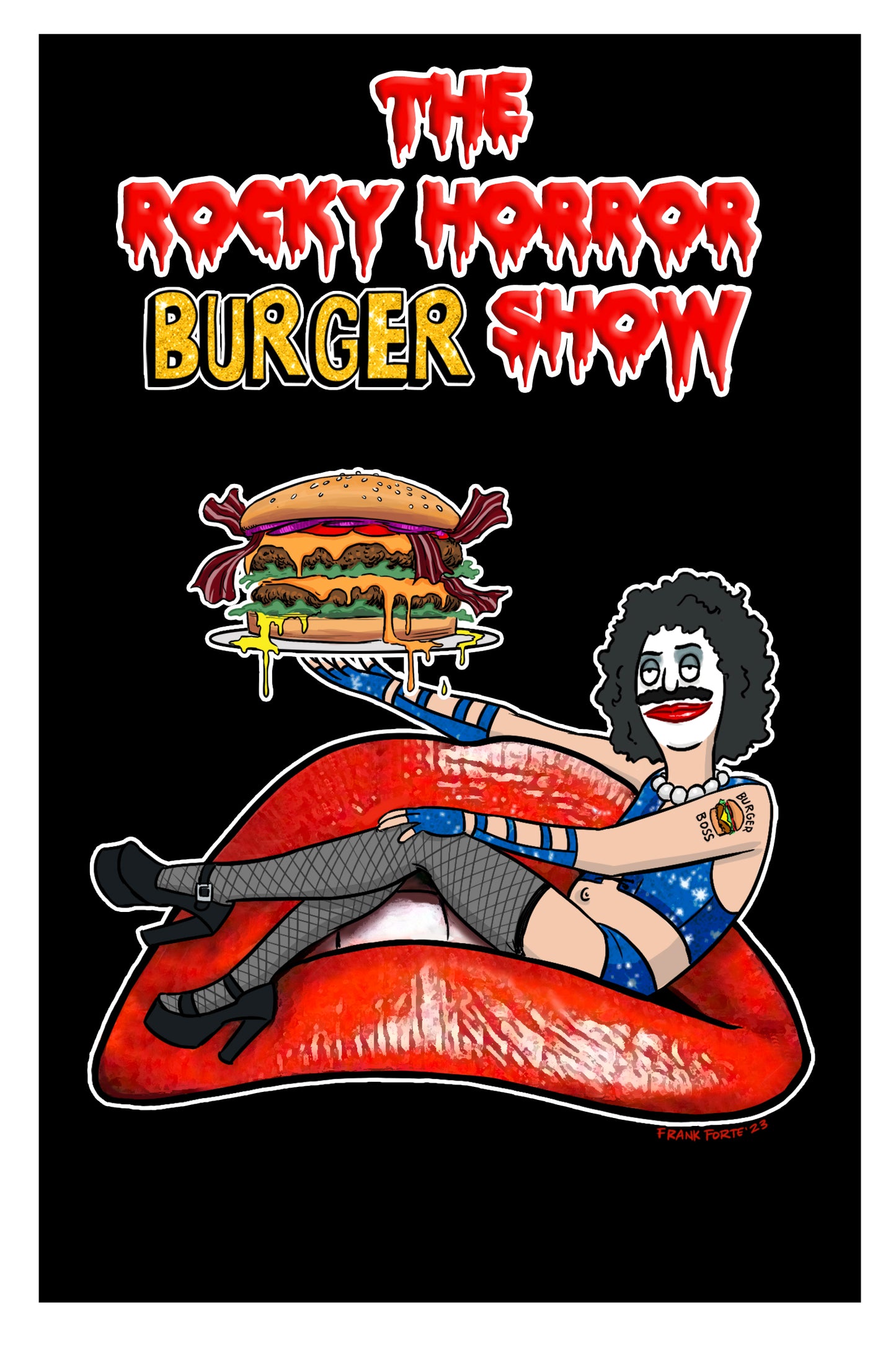 Bob's Burgers Rocky Horror Lips Mash-Up 13x 19 print signed by artist Frank Forte