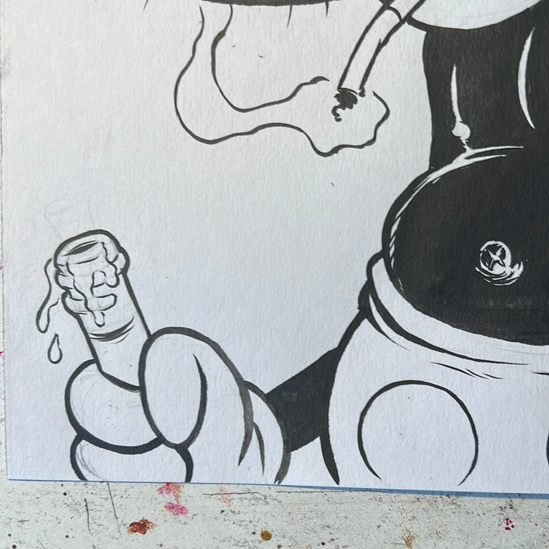 Mickey Mouse Smoking original drawing by Frank Forte original