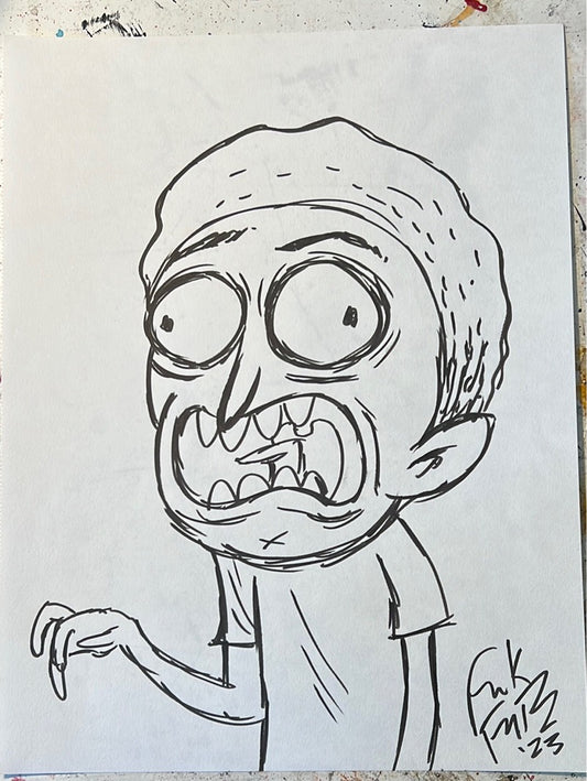 Morty scared original drawing by Frank Forte original AUC