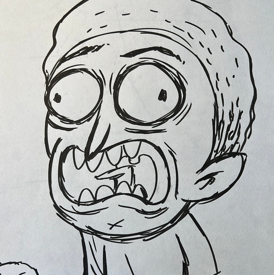 Morty scared original drawing by Frank Forte original AUC