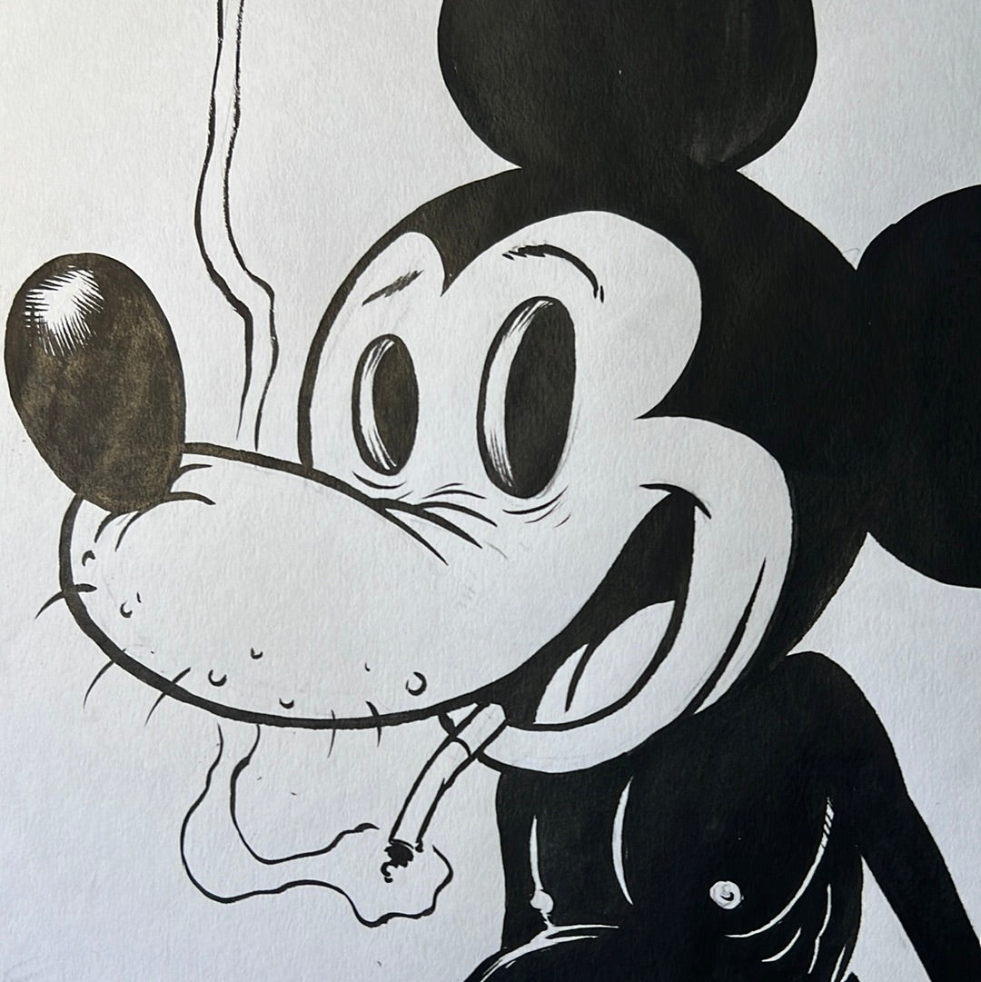 Mickey Mouse Smoking original drawing by Frank Forte original AUC