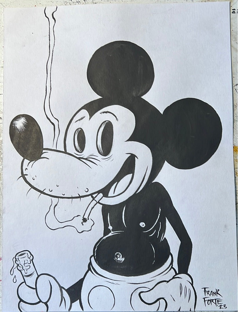 Mickey Mouse Smoking original drawing by Frank Forte original AUC