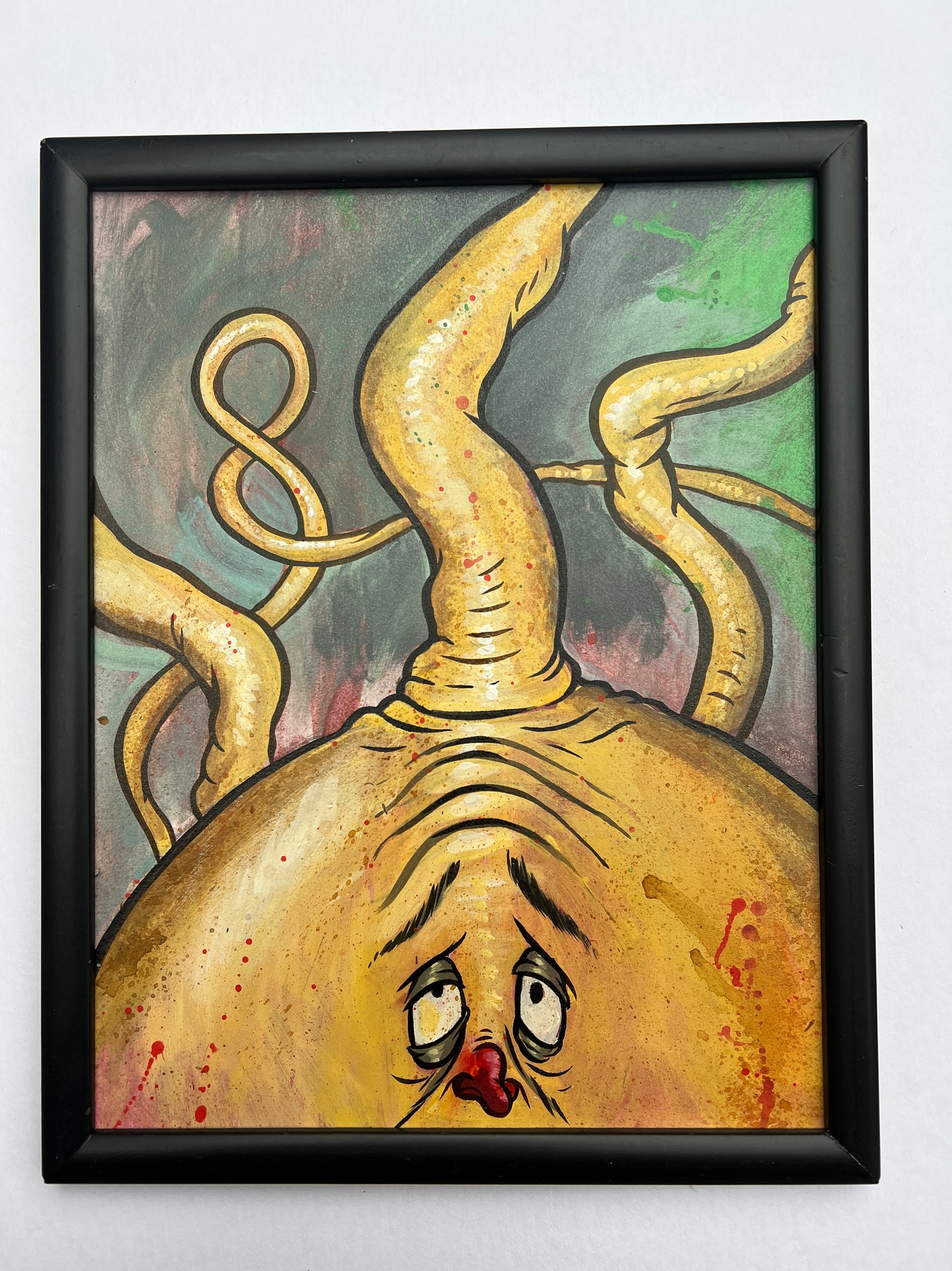 “Yellow Cartoonoid with Tentacles”Art Original painting by Frank Forte