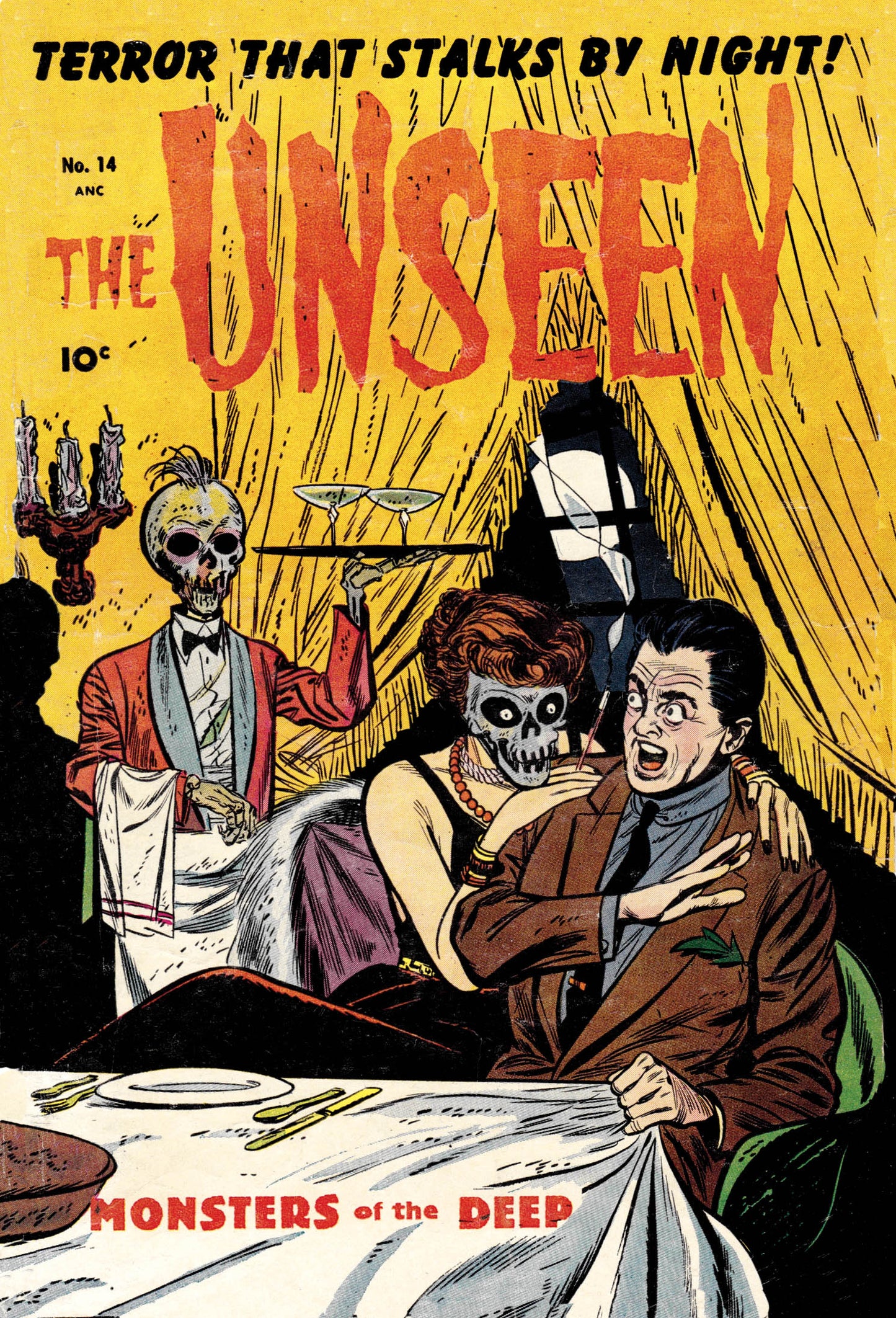 VINTAGE HORROR COMICS HALLOWEEN POSTCARD THE UNSEEN