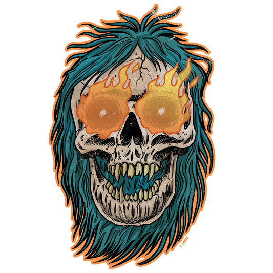 Frankenhorrors Flaming Skull 5" Die Cut Vinyl Sticker