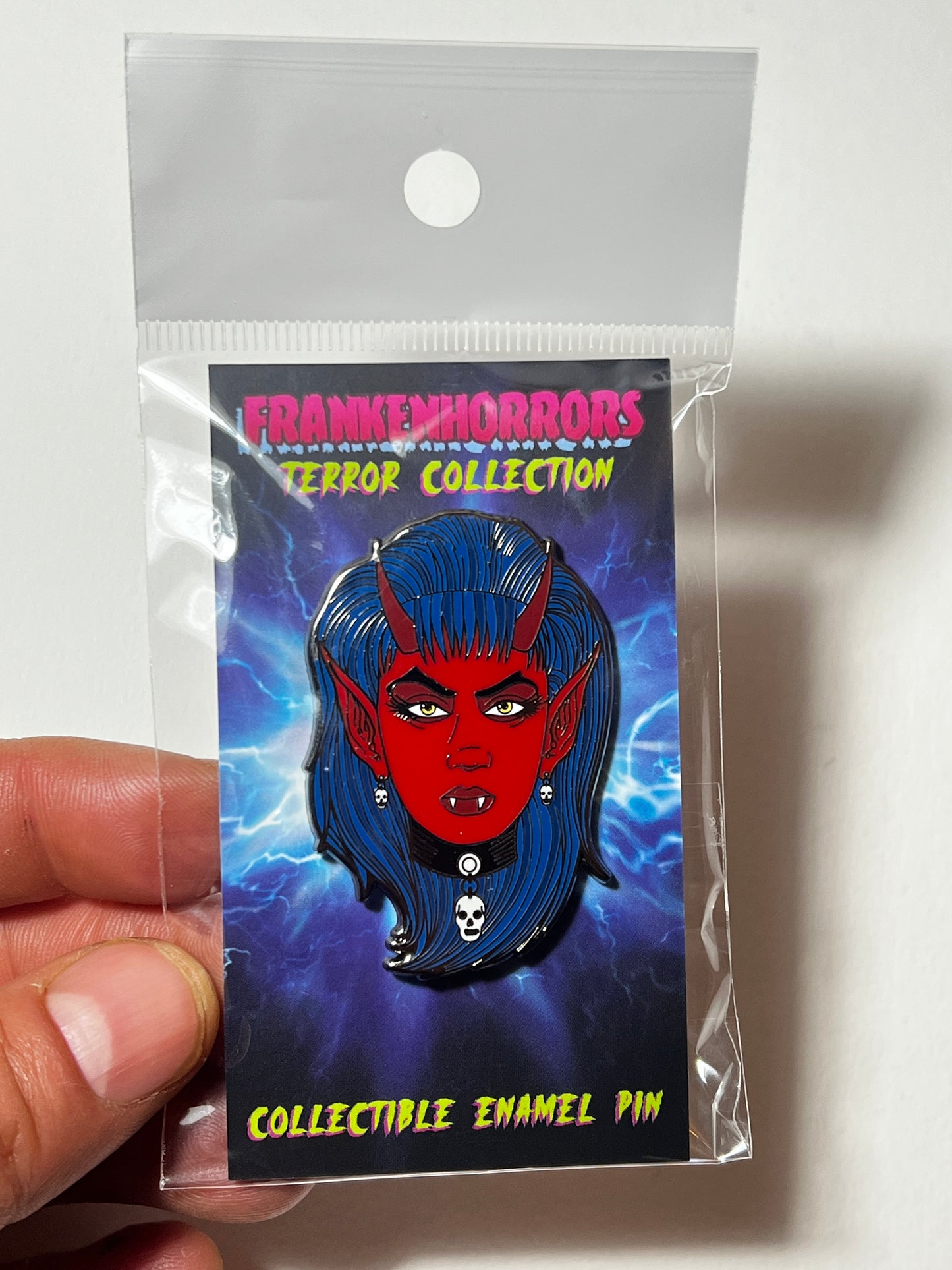 Frankenhorrors Succubus Demon 2" Hard Enamel Pin, Vintage Horror Movie Character by Frank Forte, Halloween