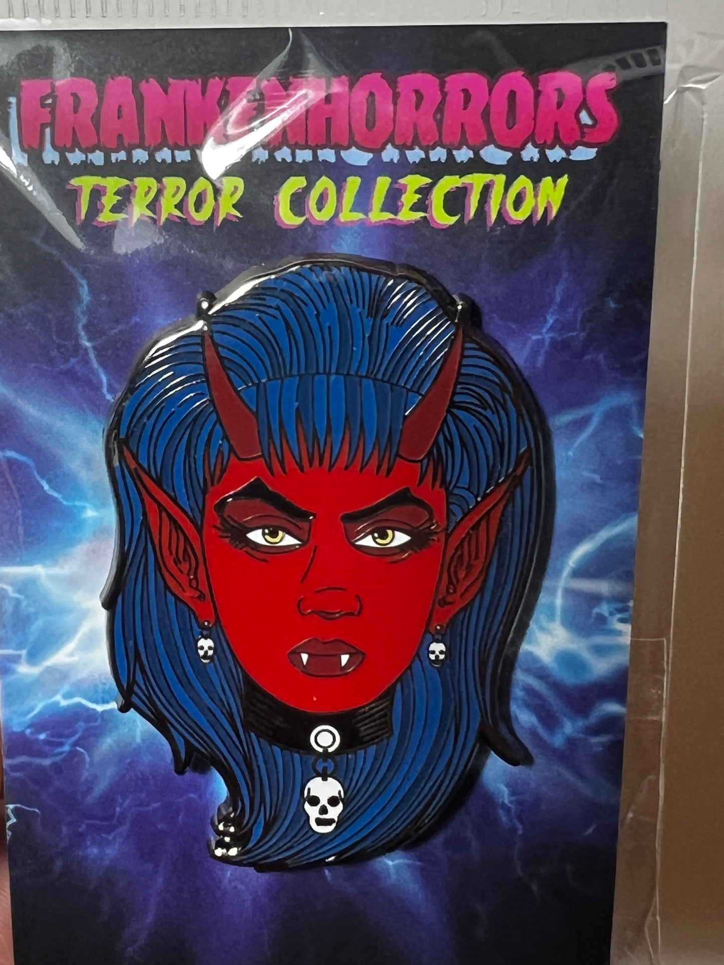 Frankenhorrors Succubus Demon 2" Hard Enamel Pin, Vintage Horror Movie Character by Frank Forte, Halloween