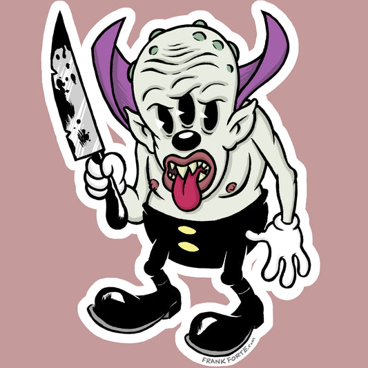 Cartoon Creepies Triclops with a Knife 4" Die Cut Vinyl Sticker
