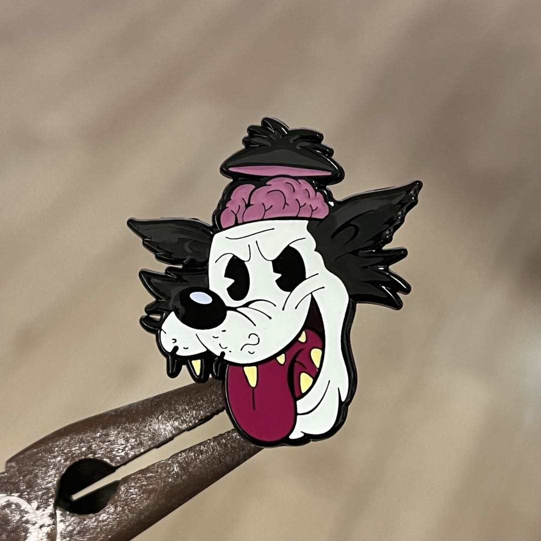 Cartoon Creepies-Brainy Wolf Head-1.5" Soft Enamel pin