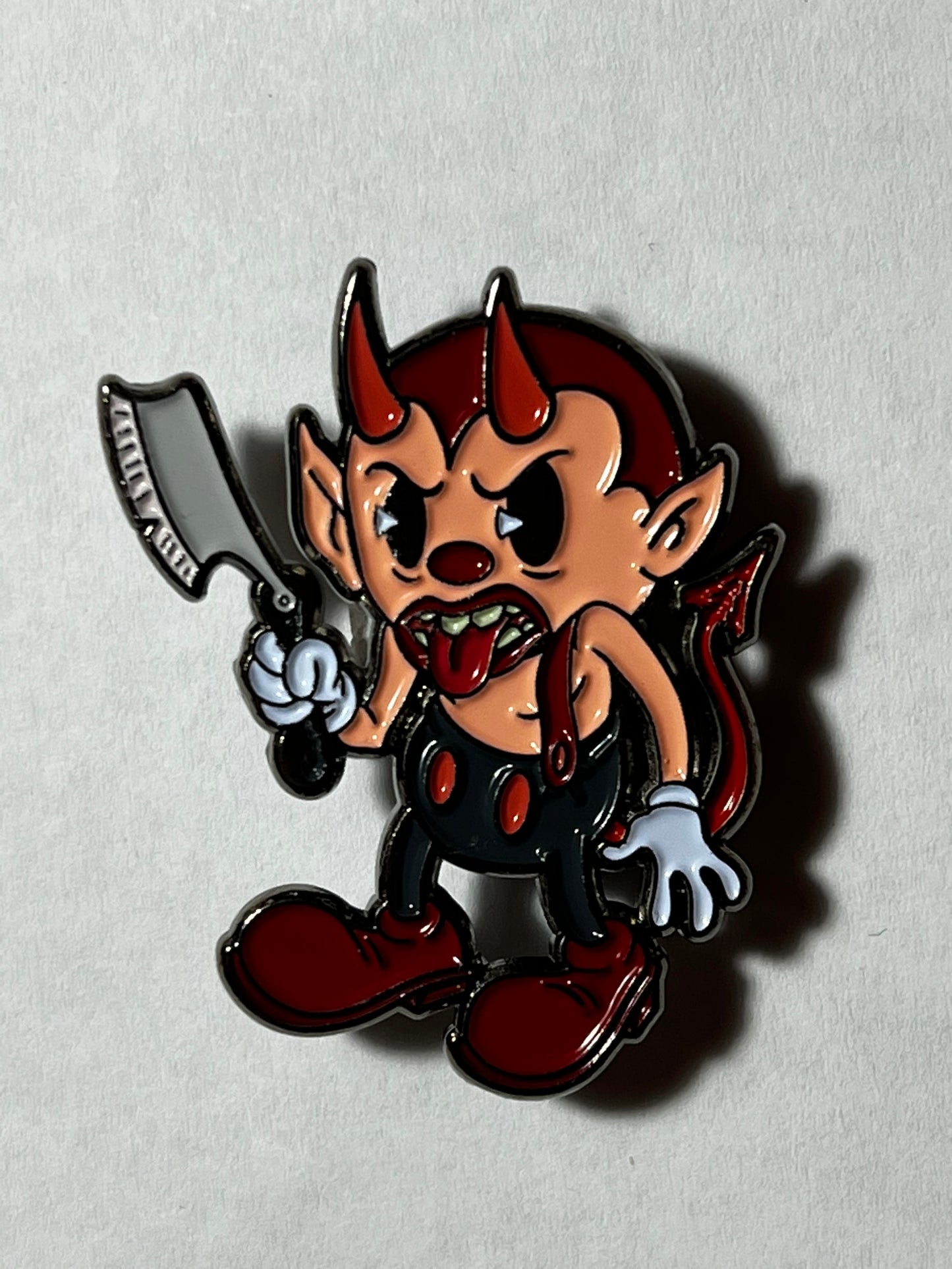 Cartoon Creepies-Devil with a Razor-1.75" Soft Enamel pin