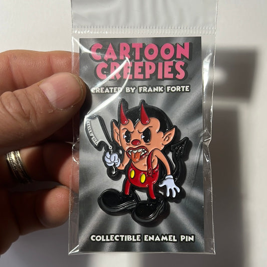 Cartoon Creepies-Red Devil with a Razor-2” Soft Enamel pin