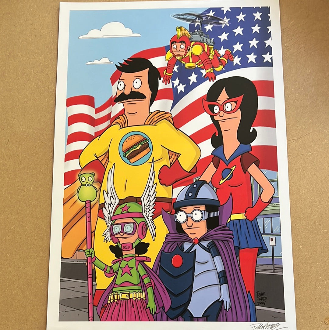 Bob's Burgers "superhero " by Frank Forte 13x19 signed Print