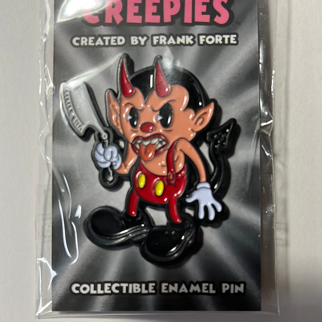 Cartoon Creepies-Red Devil with a Razor-2” Soft Enamel pin