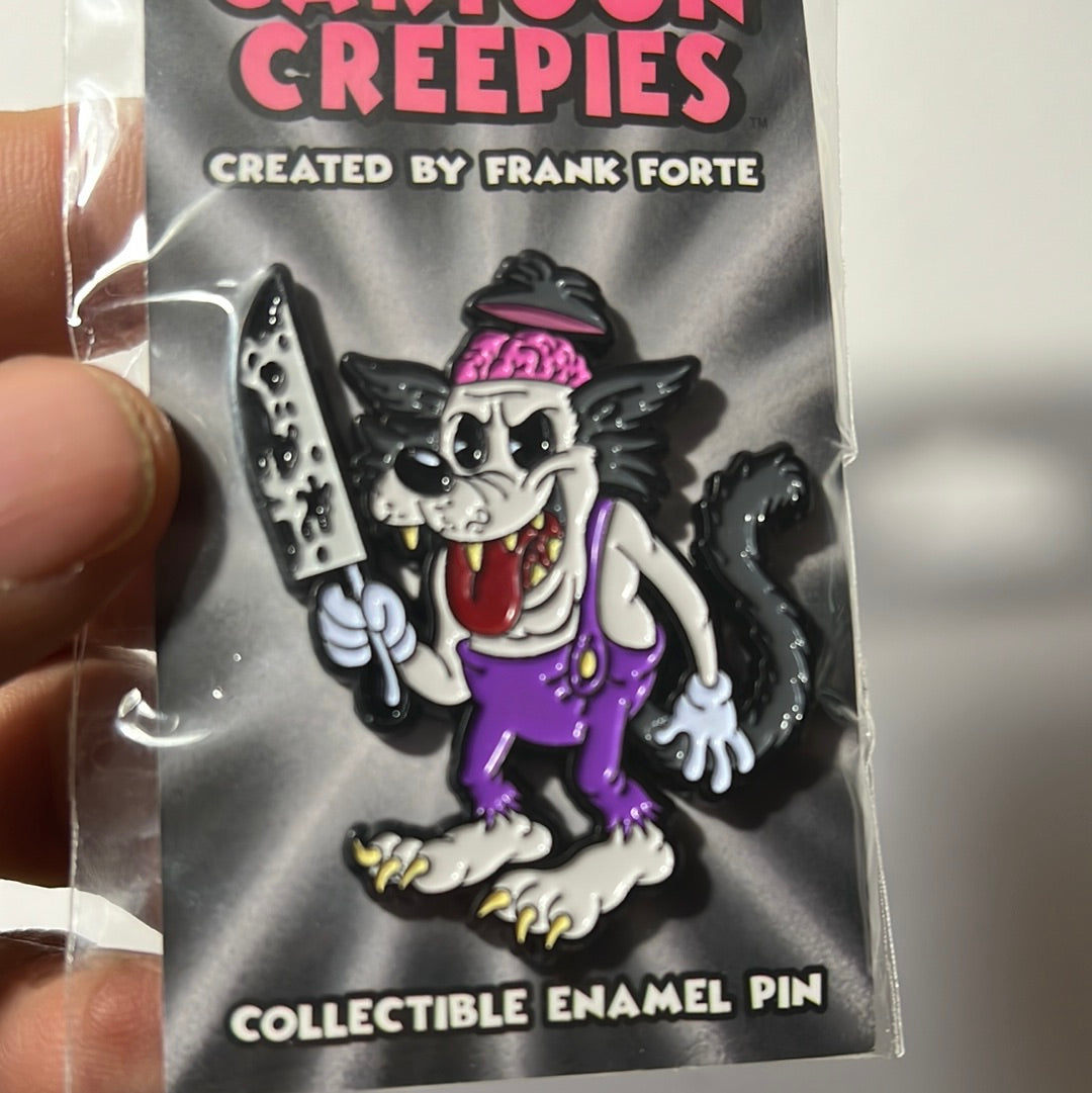 Cartoon Creepies-Purple Wolf with a Knife 2” Soft Enamel pin