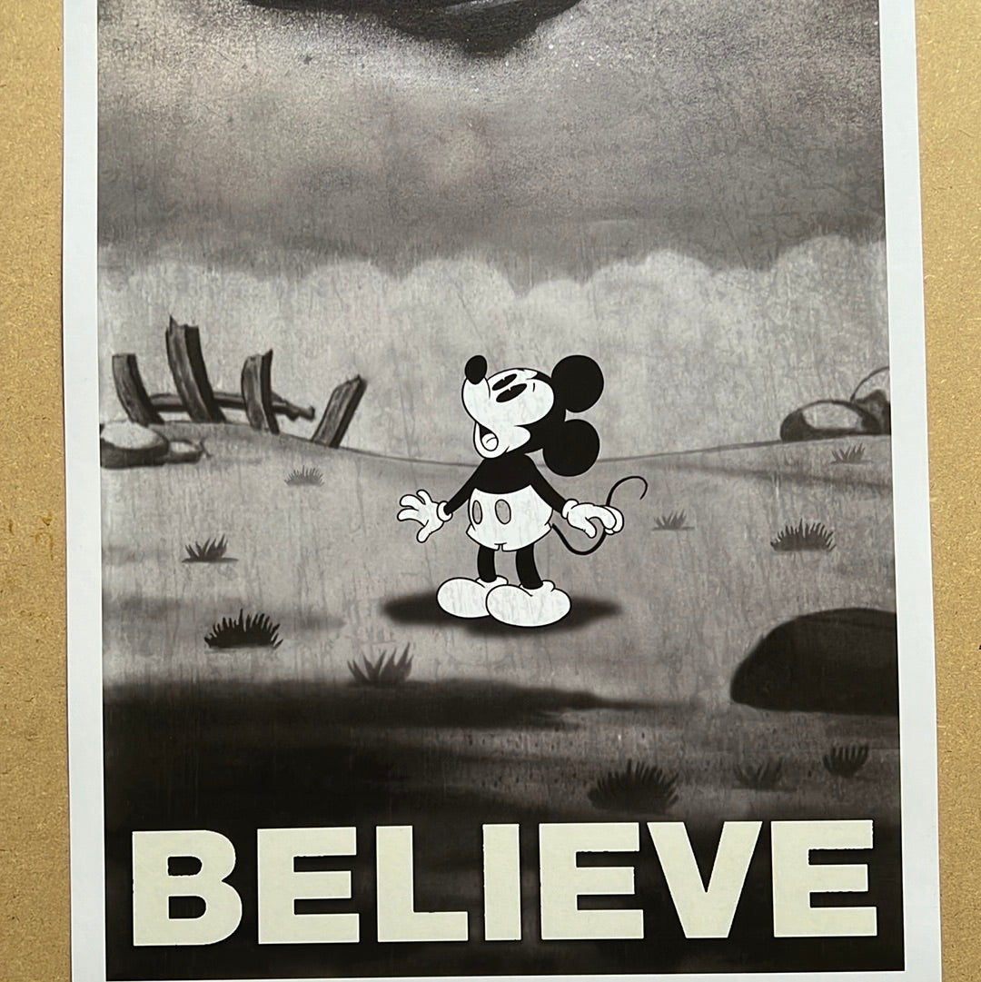 “Mickey Mouse Believe” by Frank Forte 12x18 signed Print