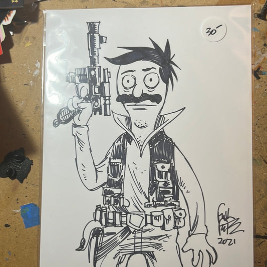 Original Bob Belcher Han Solo mash up drawing