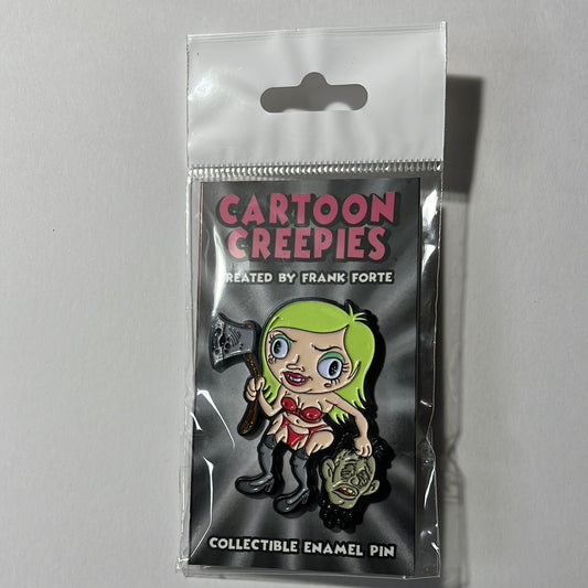 Cartoon Creepies-Green Haired Girl with an Ax 2” Soft Enamel pin