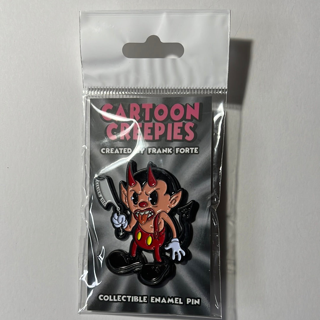 Cartoon Creepies-Red Devil with a Razor-2” Soft Enamel pin