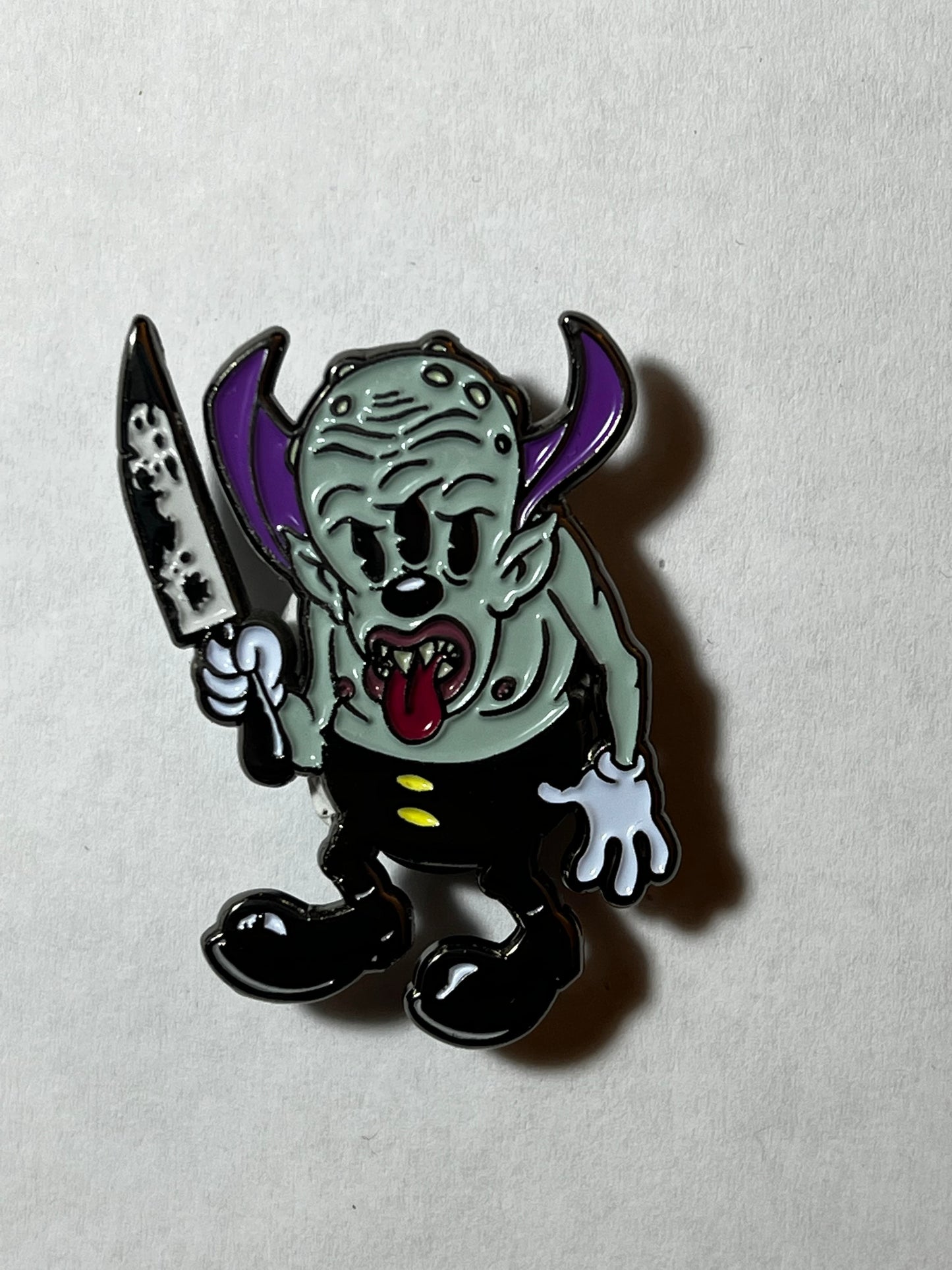 Cartoon Creepies-Triclops with a Knife-1.75" Soft Enamel pin